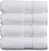 Hypnoser 100% Cotton 4 Pack Bath Towels, 30" x 52", Soft & Absorbent, Quick Dry, Textured , Bright White